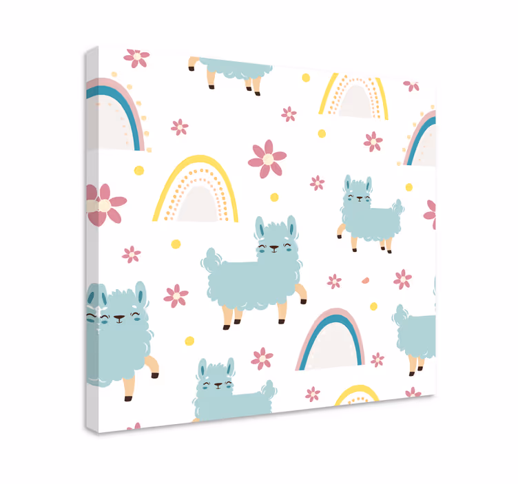 Tableau animaux lama et fleurs - TenStickers
