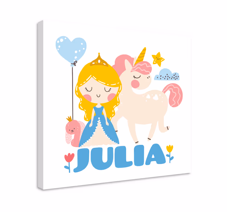 Tableau enfants princesse avec licorne - TenStickers
