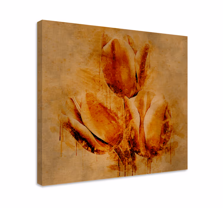Tableau fleurs élégant beige trois pétales - TenStickers
