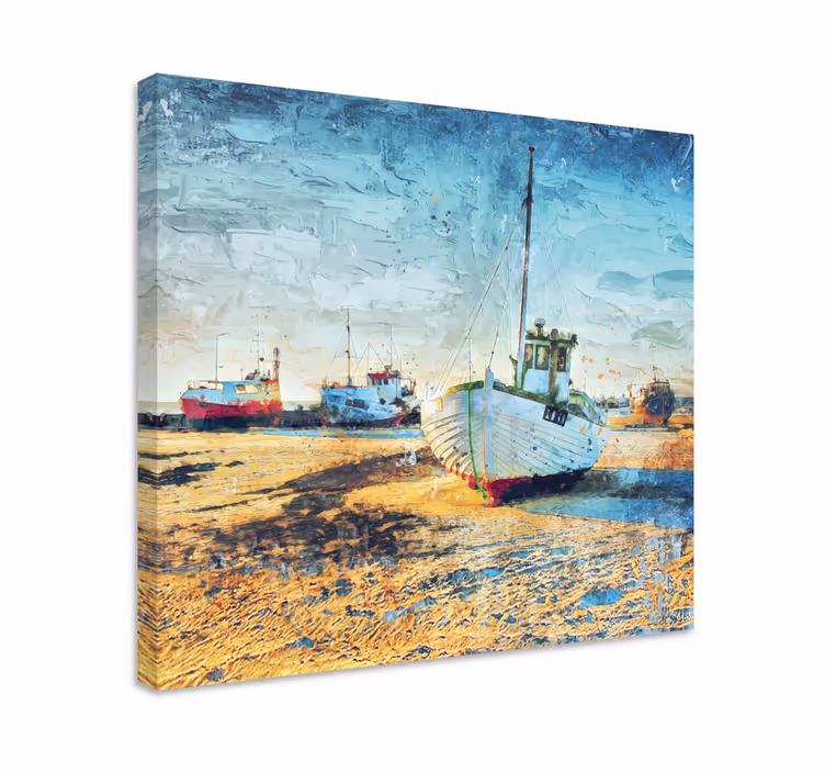 Tableau paysages bateaux de pêche amarrés - TenStickers