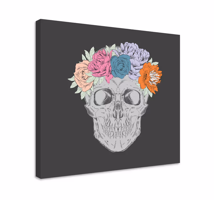 Tableau fleurs et plantes arrangement floral crâne - TenStickers