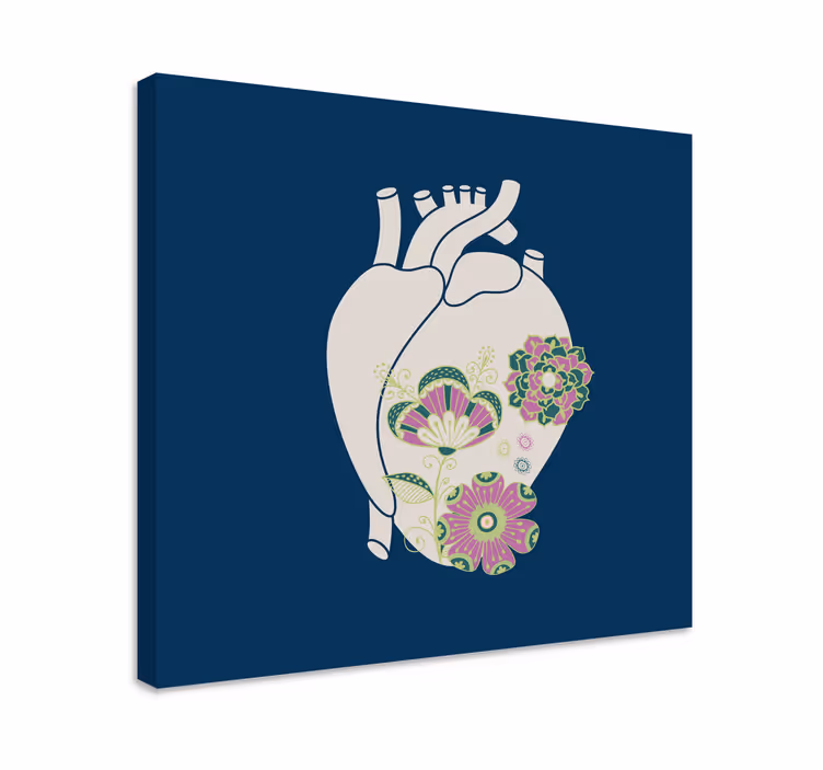 Tableau abstrait design floral en cœur - TenStickers