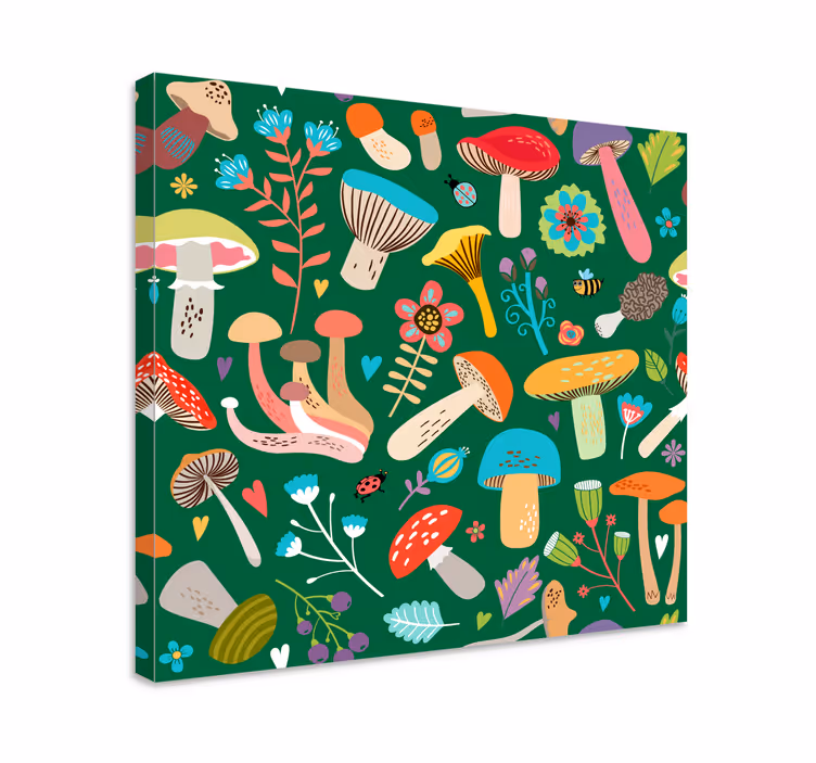 Tableau fleurs et plantes motif champignons vibrants - TenStickers