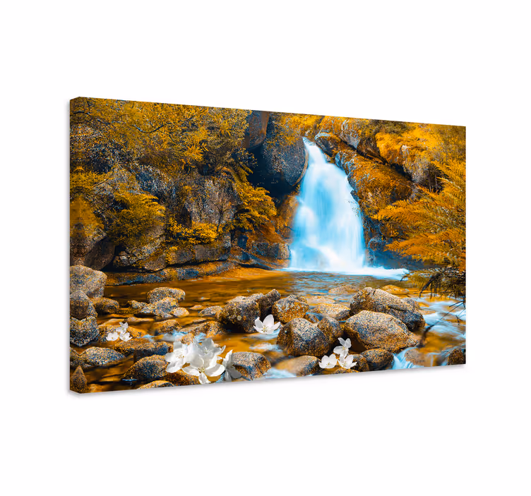 Tableau paysage Cascade de fleurs et de pierres - TenStickers