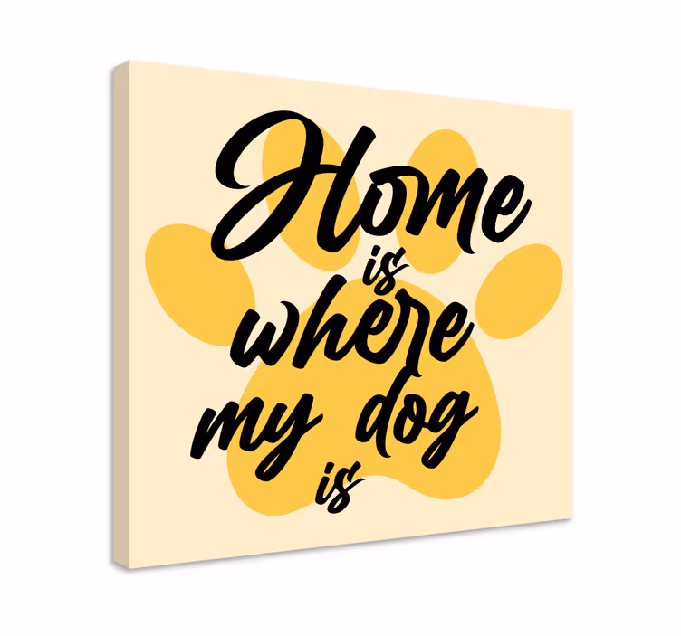Tableau chiens chez soi est un bonheur - TenStickers