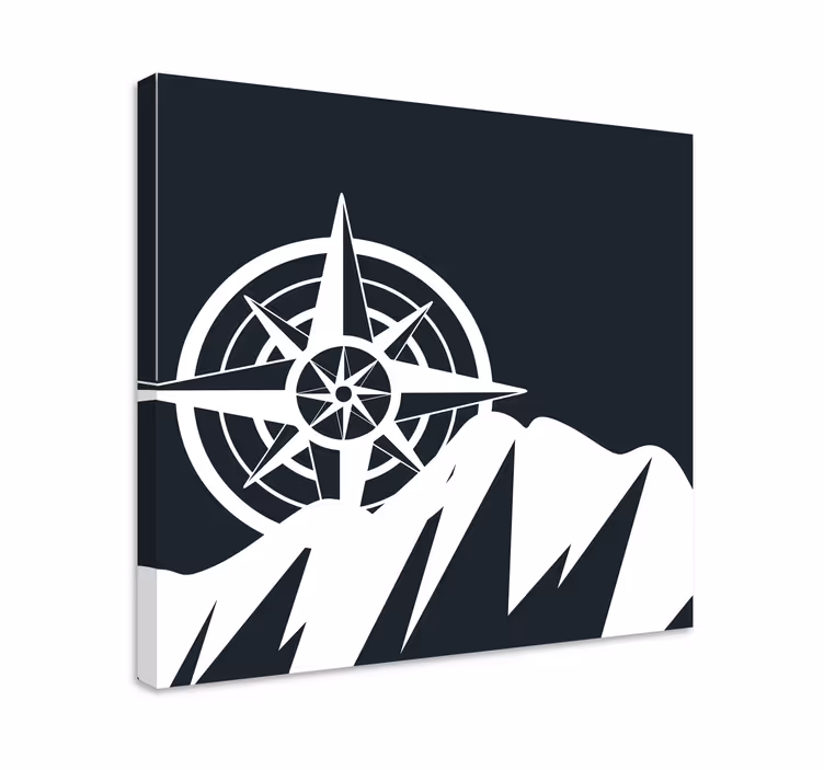 Tableau carte du monde boussole et montagnes - TenStickers