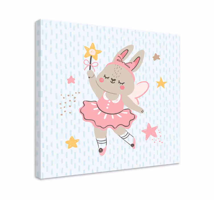 Tableau enfant Illustration de fée lapin avec des étoiles - TenStickers