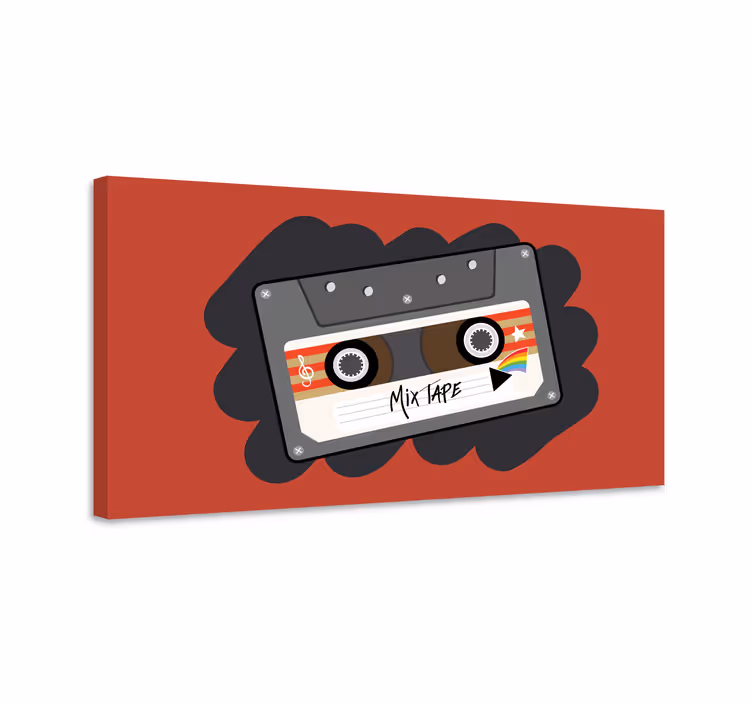 Tableau musique design cassette rétro - TenStickers