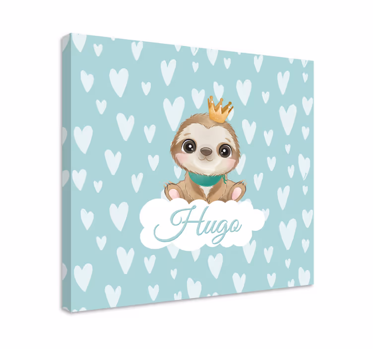 Tableau pour chambre enfant Paresseux mignon pour garçon avec nom - TenStickers