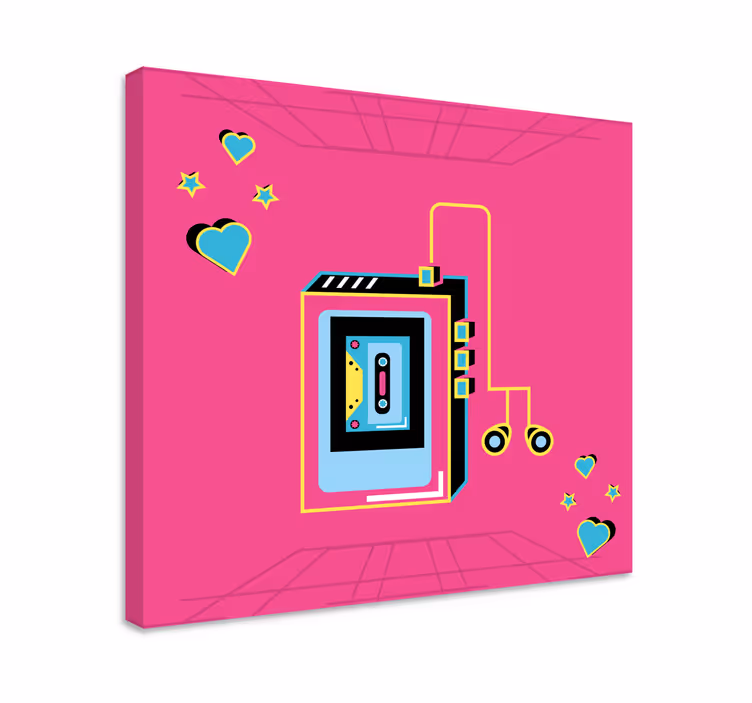 Tableau musique amour cassette rétro - TenStickers