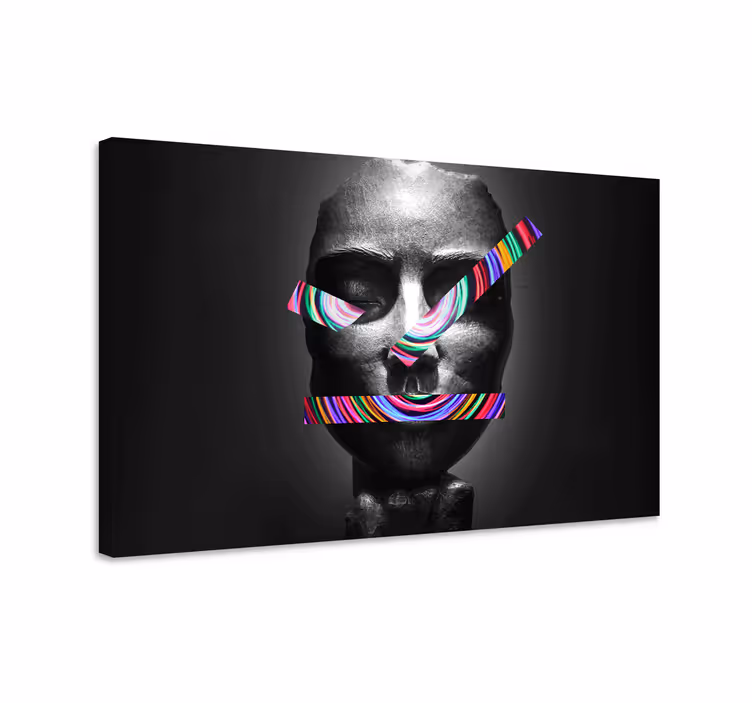 Tableau art sculpture de visage abstrait - TenStickers