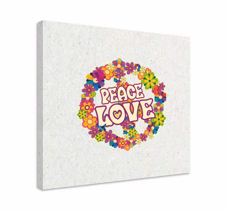 Tableau fleurs Paix amour et papillons - TenStickers