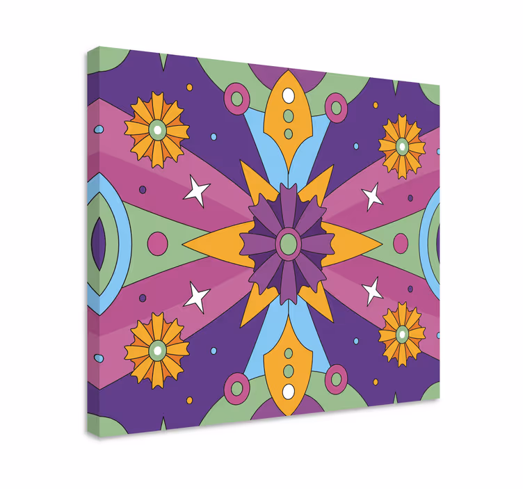 Tableau abstrait motif géométrique coloré - TenStickers