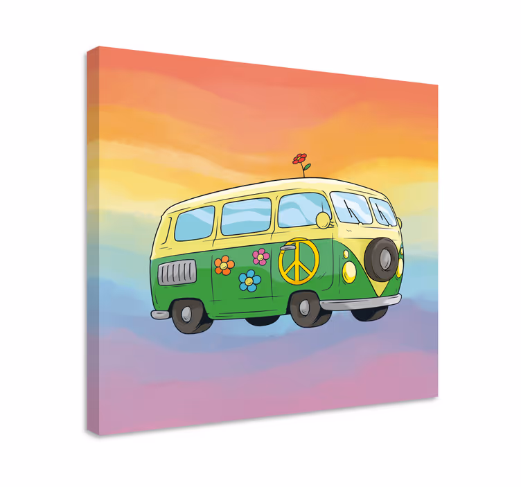 Tableau vintage camionnette colorée de la paix - TenStickers