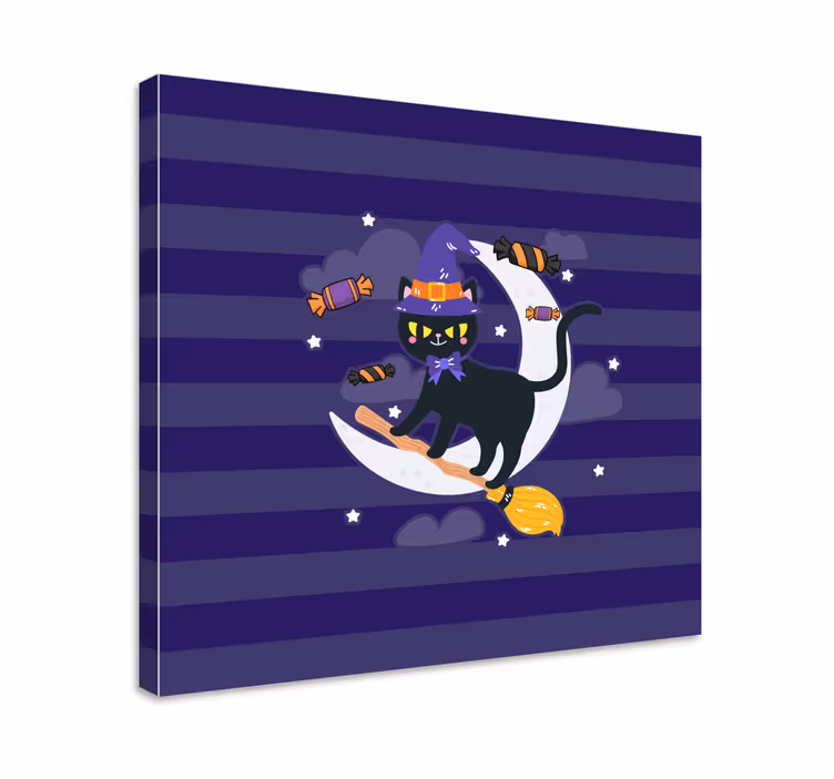 Tableau chat sorcière noire - TenStickers