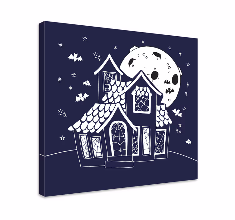 Tableau paysages silhouette de maison hantée - TenStickers