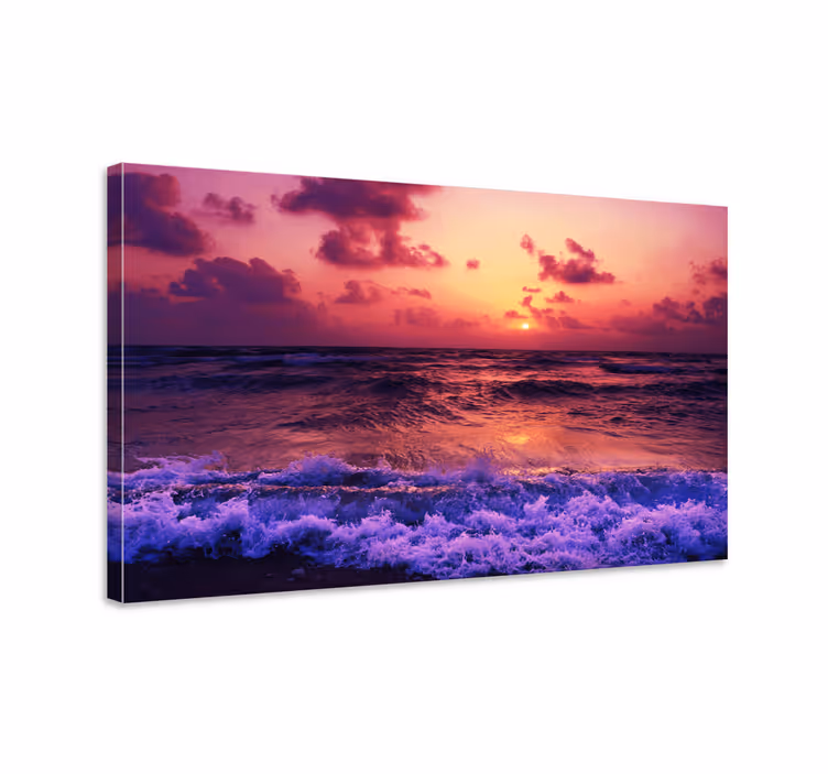 Tableau paysages vagues de coucher de soleil vibrantes - TenStickers