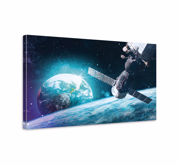 Tableau carte du monde scène d'exploration spatiale - TenStickers
