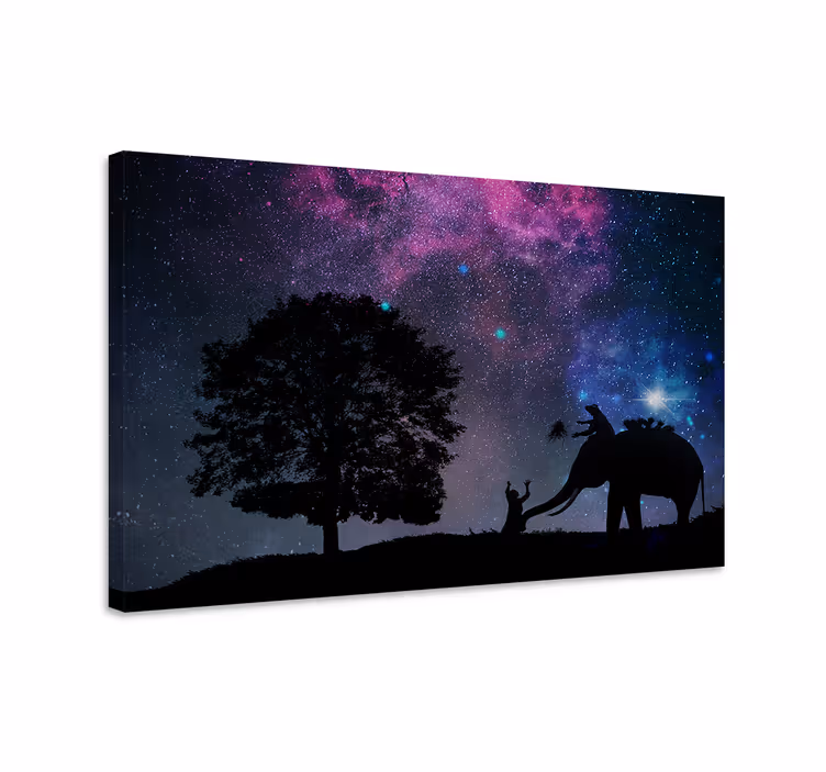 Tableau éléphants interaction enfant éléphant - TenStickers