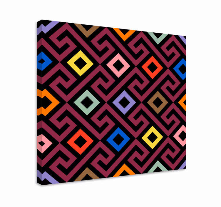 Tableau géométrique carrés colorés - TenStickers