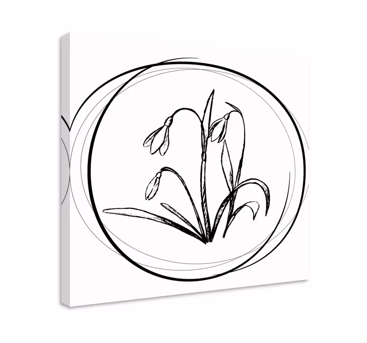 Tableau fleurs Cercle de perce-neige dessin mignon - TenStickers