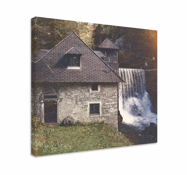 Tableau paysages scène de cascade historique - TenStickers