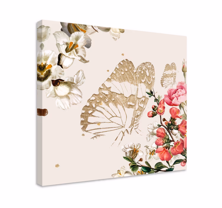 Tableau papillons fleurs d'or en papillons - TenStickers