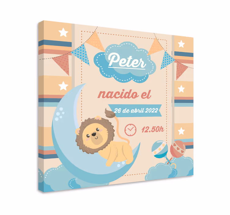 Tableau bébé célébration du lion et de la lune - TenStickers
