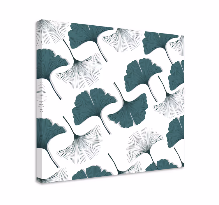 Tableau moderne Modèle sans couture de feuilles de ginkgo - TenStickers