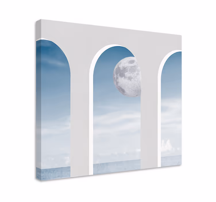 Tableau paysage Nuit idyllique au clair de lune en grèce - TenStickers