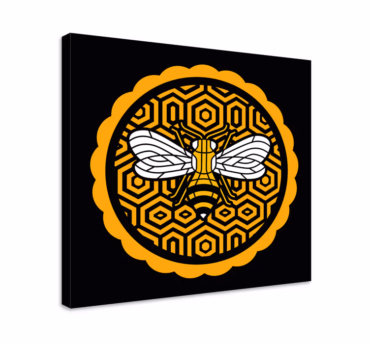 Tableau animaux abeille avec hexagones - TenStickers