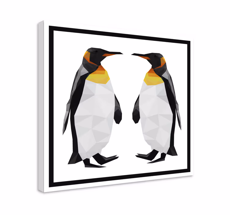 Tableau 3d pingouins géométriques doubles - TenStickers