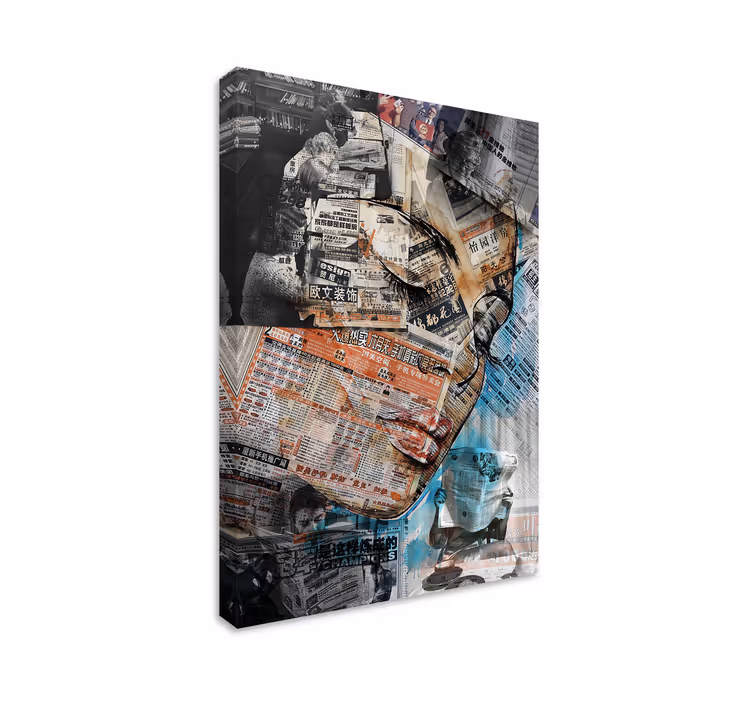 Tableau moderne Visage de femme sur les journaux - TenStickers
