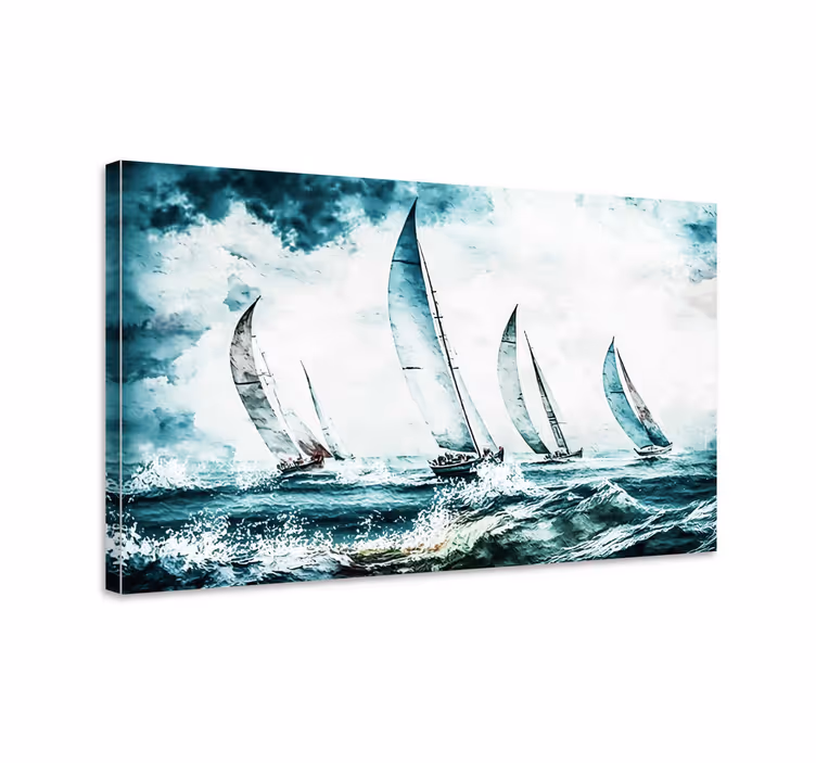 Tableau salle à manger peinture veleros en el mar - TenStickers