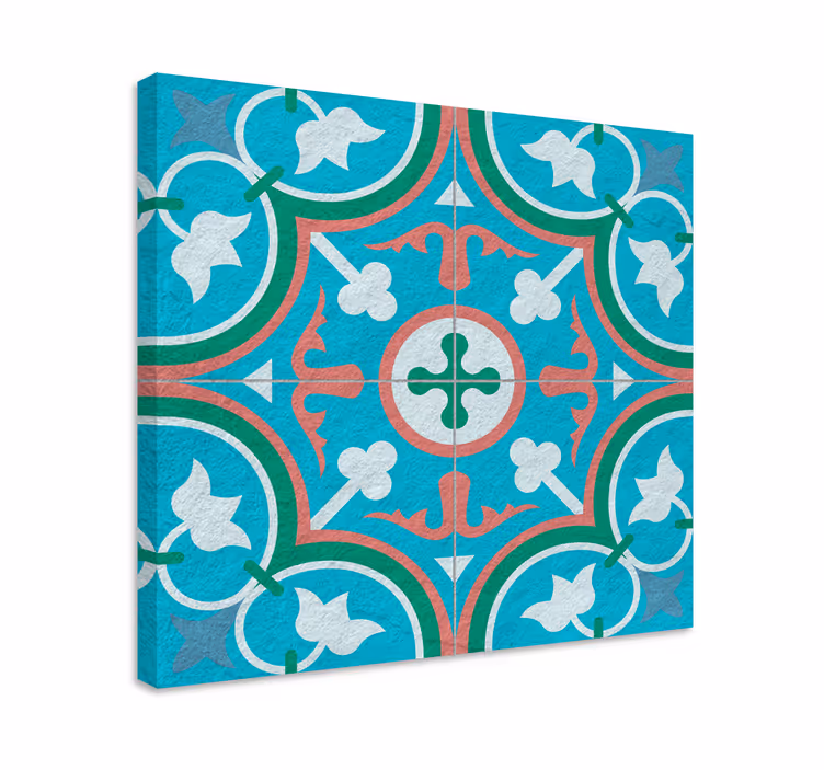 Tableau vintage tuile hydraulique bleue - TenStickers