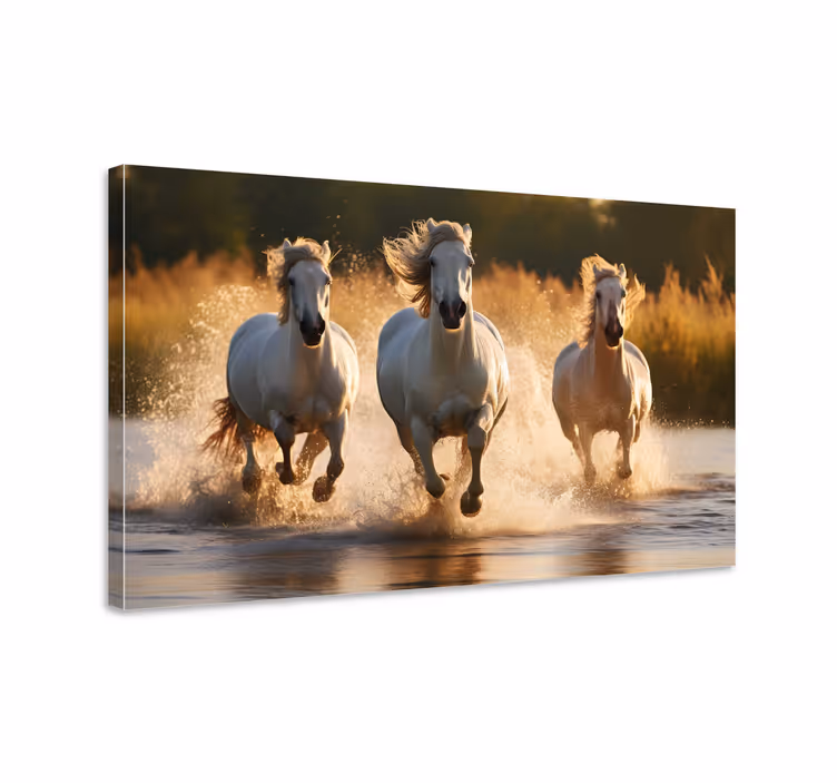 tableau déco salon chevaux qui courent - TenStickers