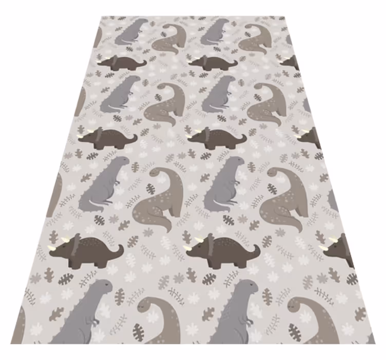 Tapis vinyle animal motif dinosaures gris - TenStickers