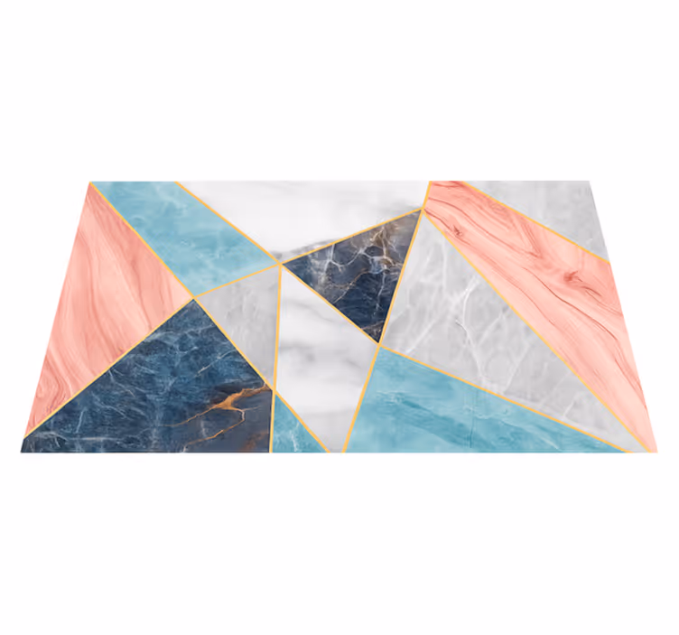 Tapis vinyle marbre conception géométrique colorée - TenStickers