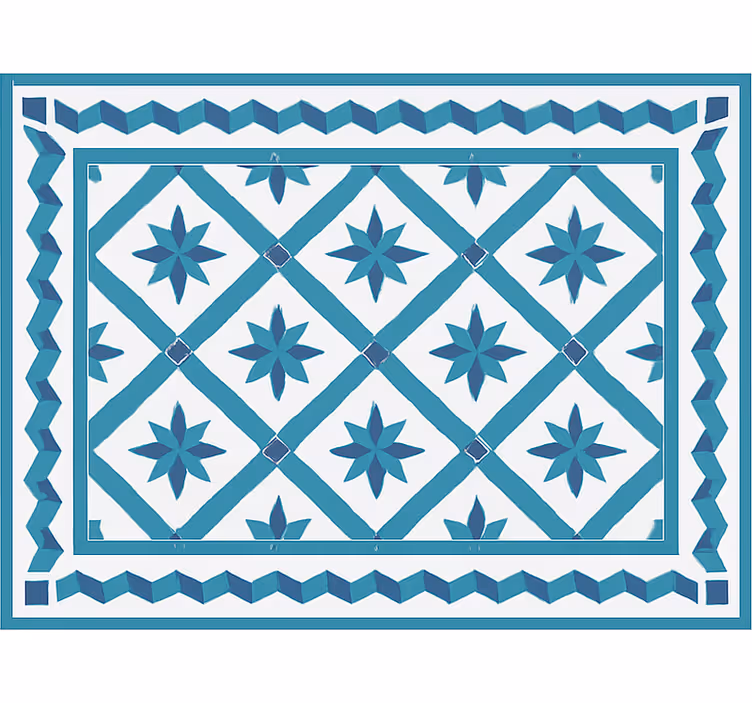 Tapis vinyle bleu carreaux géométriques en forme d'étoile - TenStickers