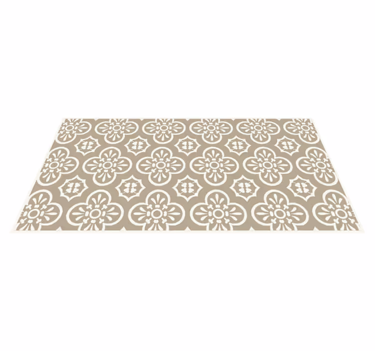 Tapis vinyle salle à manger bordure encaustique monochrome - TenStickers
