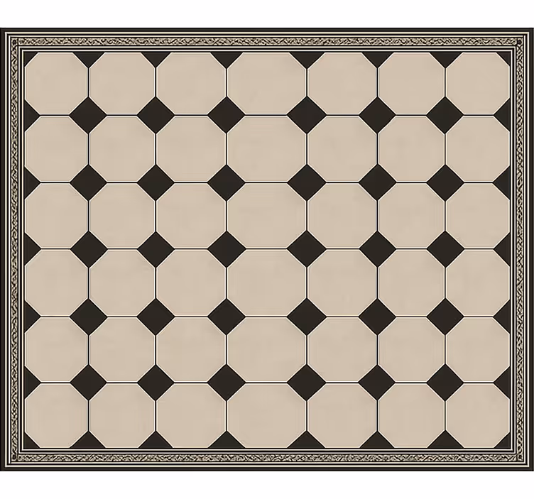 Tapis vinyle salle à manger carrelage en damier traditionnel - TenStickers