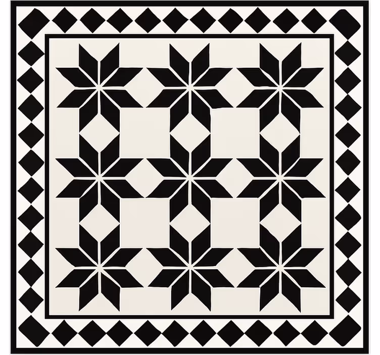 Tapis vinyle cuisine motif de carreaux étoilés monochromes - TenStickers