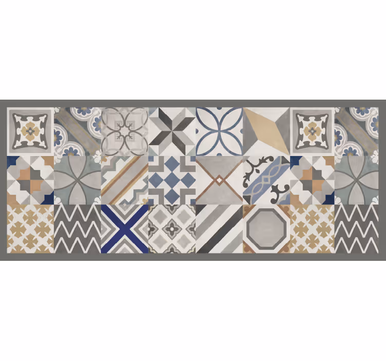 Tapis vinyle design moderne carreaux de ciment - TenStickers