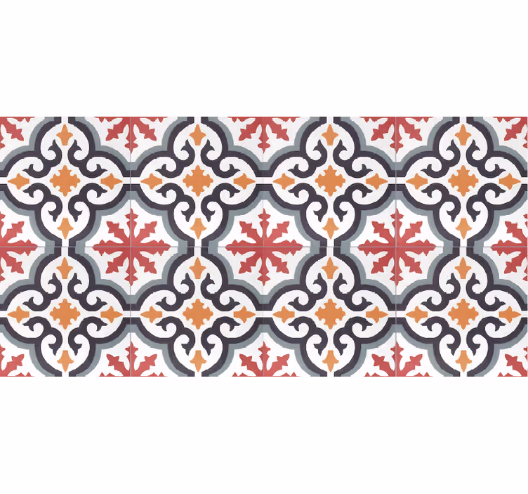 Tapis vinyle carreaux de ciment design rouge baroni - TenStickers