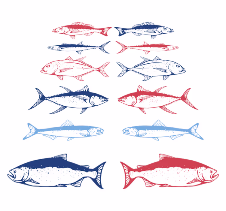 Tapis vinyle animal motifs de poissons dessinés à la main - TenStickers