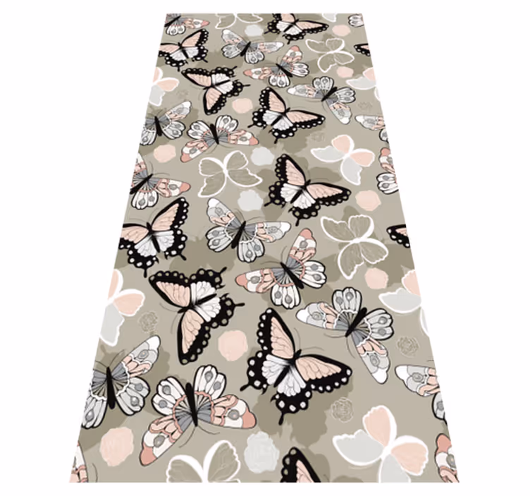Tapis vinyle animal beige papillons volants - TenStickers