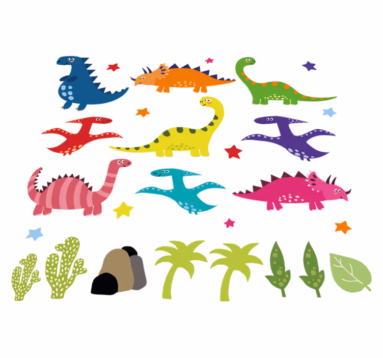 Tapis vinyle animal dinosaure nordique coloré cartoon - TenStickers