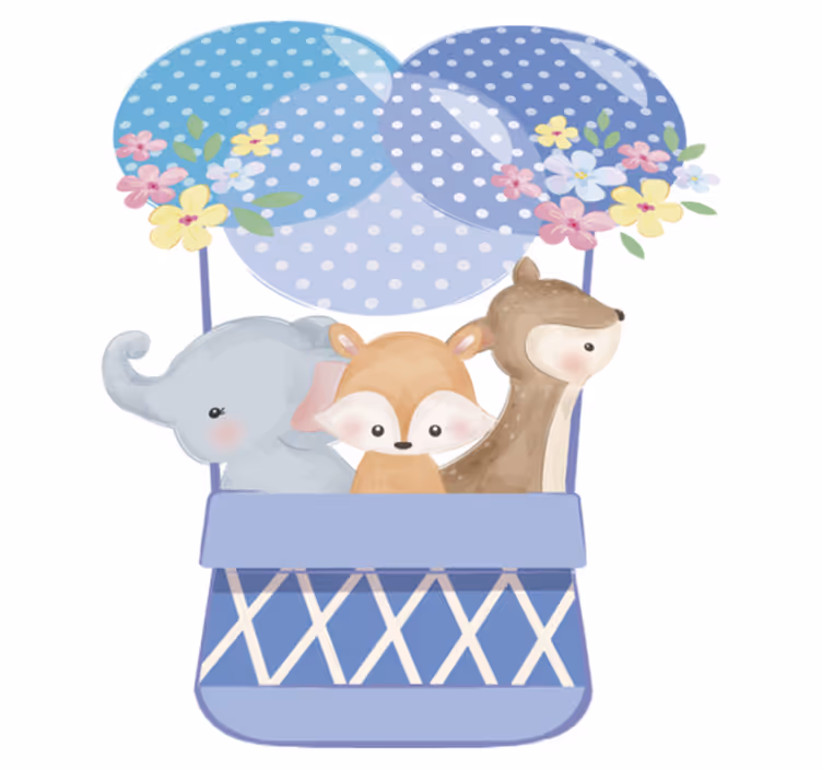 Tapis vinyle animal montgolfière aquarelle animaux - TenStickers
