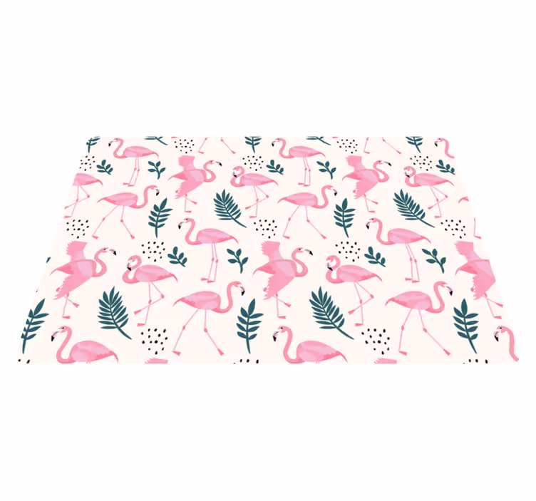 Tapis vinyle animal motif flamant avec feuilles variées - TenStickers