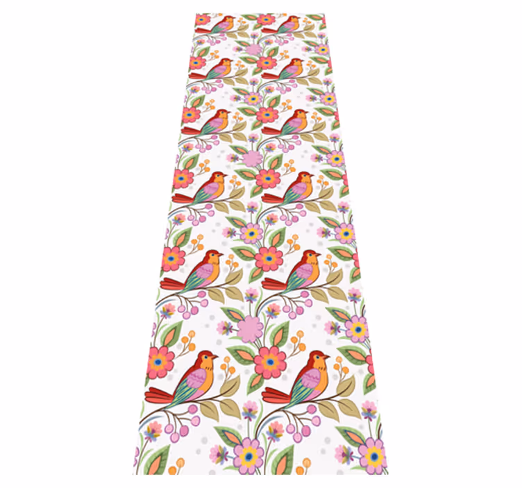 Tapis vinyle animal oiseaux rouges et orange - TenStickers